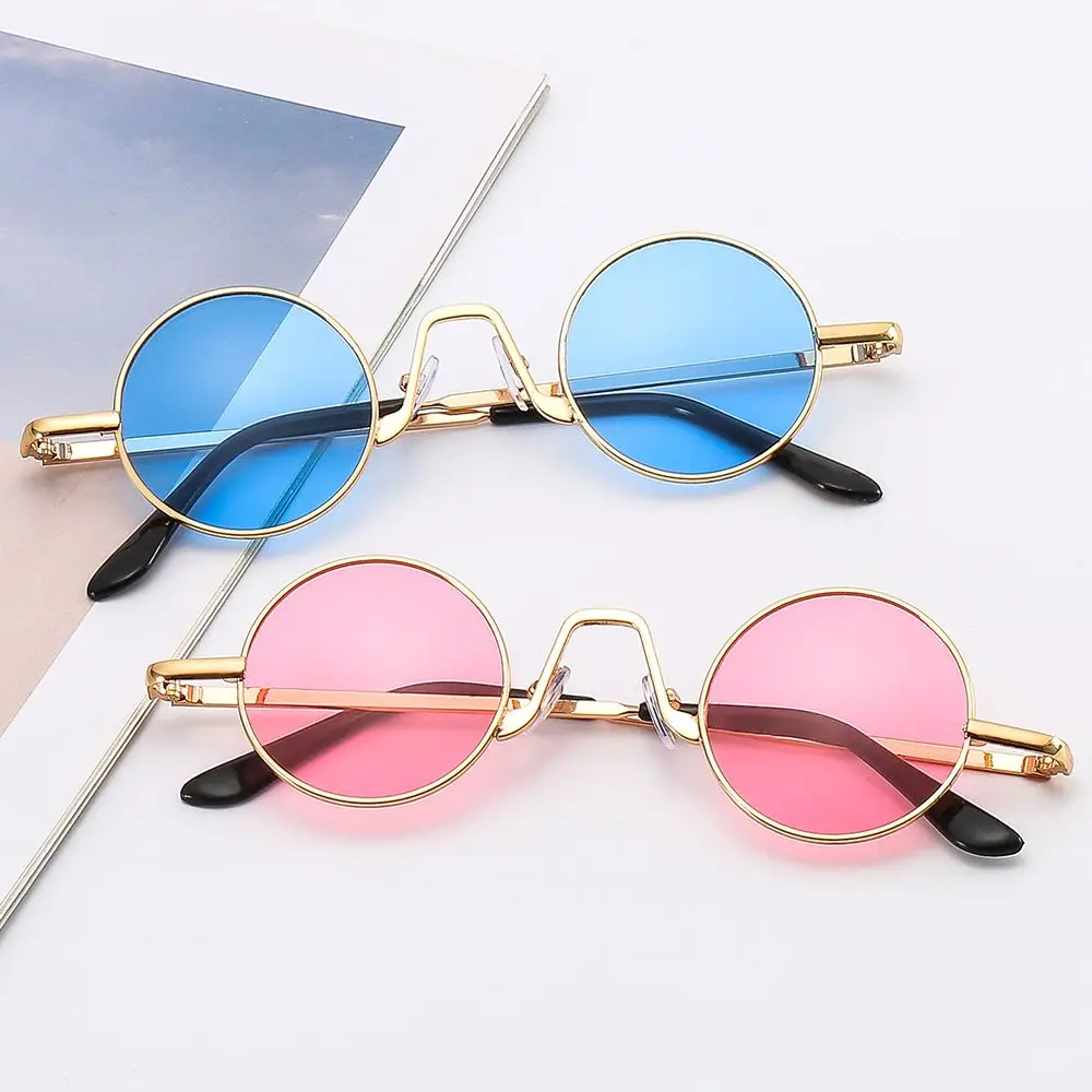 Retro Hip Hop Small Round Sunglasses for Women Men Circle Shades Metal Hippie Sun Glasses UV400 Protection Punk Eyewear