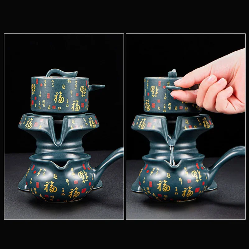 Chinese traditional tea set high-end kung fu bone china teapot and cup automatic for 6 people