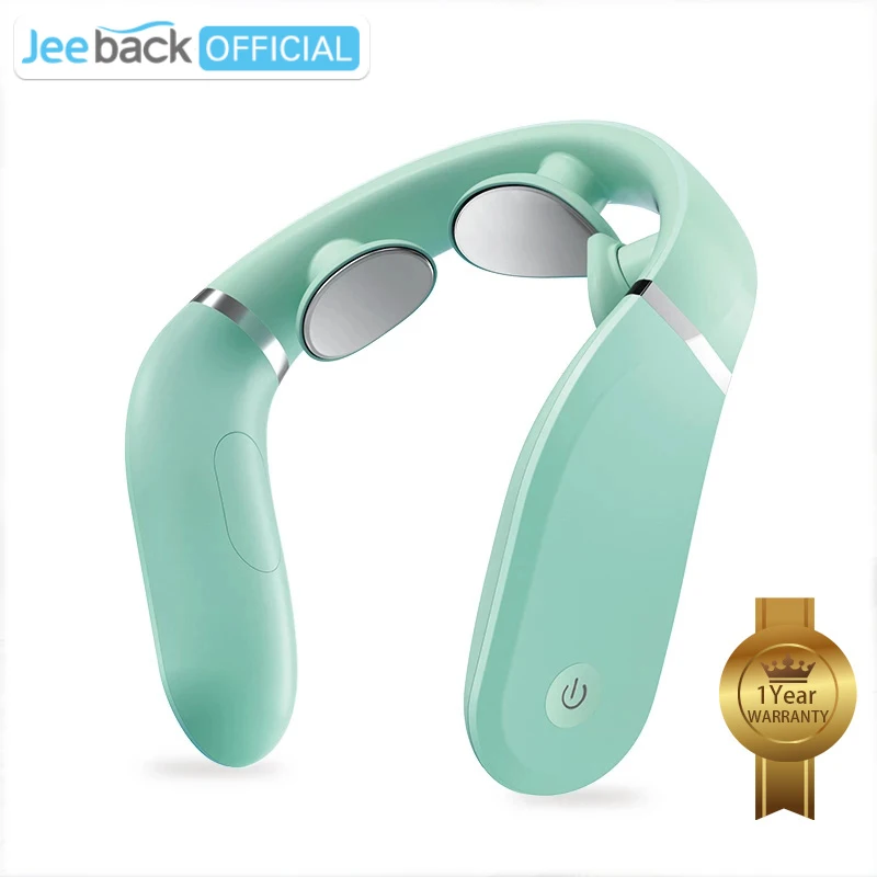 Jeeback G2-F Electric Neck Massager with  42℃ Hot Compress & TENS Pulsing 3x360°Floating Massage Heads for Double the Relaxation