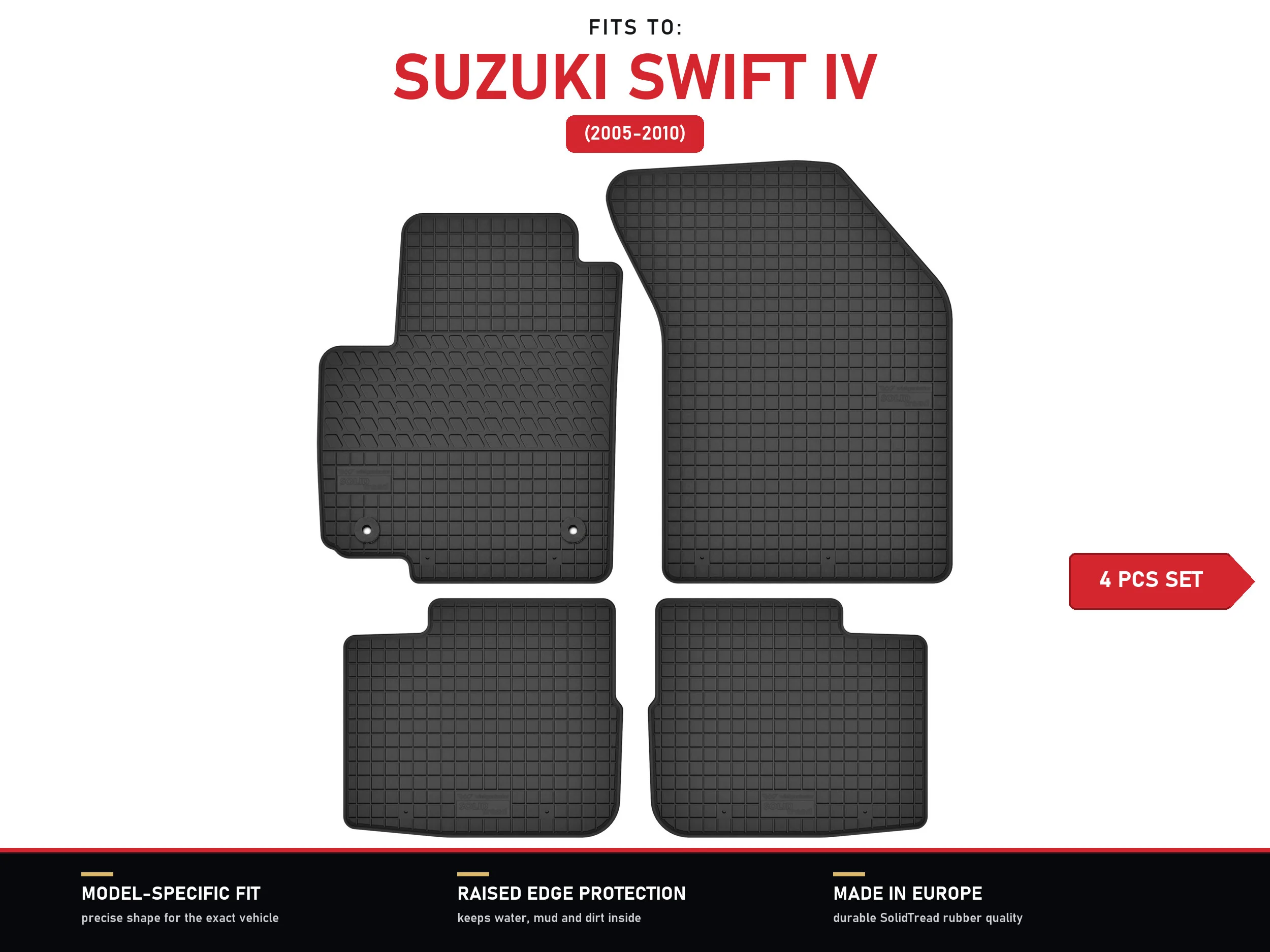 Rubberen matten voor: Suzuki Swift IV 2005-2010 4 stuks