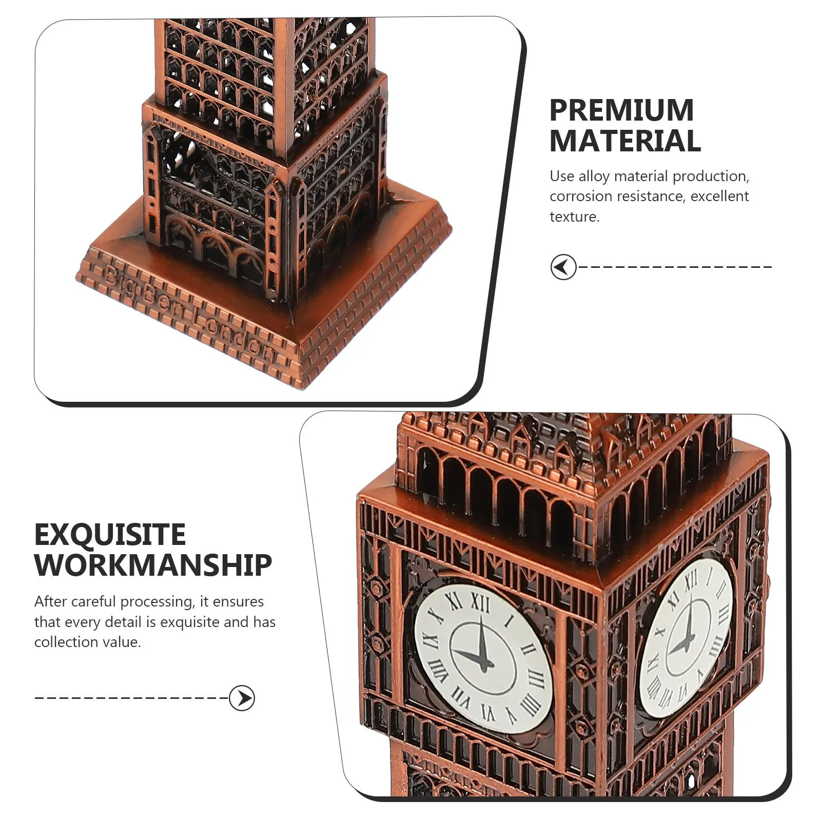 4Pcs Alloy London Building Statue Vintage Architectural Home Decoration Desktop Ornament Architectural Model