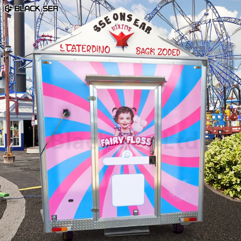 custom.Blackser Food Truck Trailers Us Standards Outdoor Mobile Kitchen Coffee Truck Selling Cotton Candy