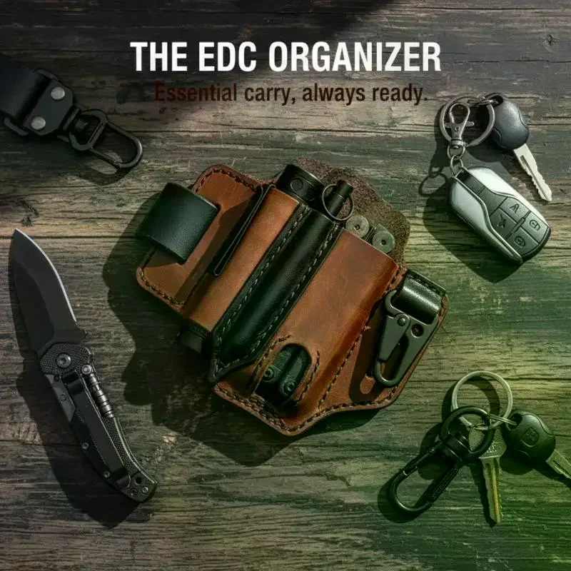 Leder Werkzeugtasche EDC Hüfttasche - close-up view