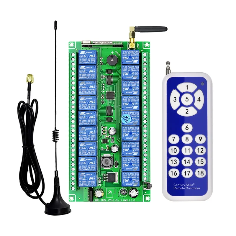 1000m DC12V 24V 18CH 433MHz przekaźnik pilot bezprzewodowy RF przełącznik nadajnika odbiornika anteny ssącej do światła LED lub silnika