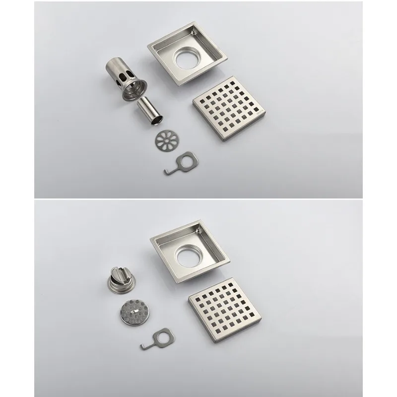 

Слив для пола из нержавеющей стали 304, душевая комната, ванная комната, большое объемное DN50, квадратный слив для пола с защитой от насекомых и запаха