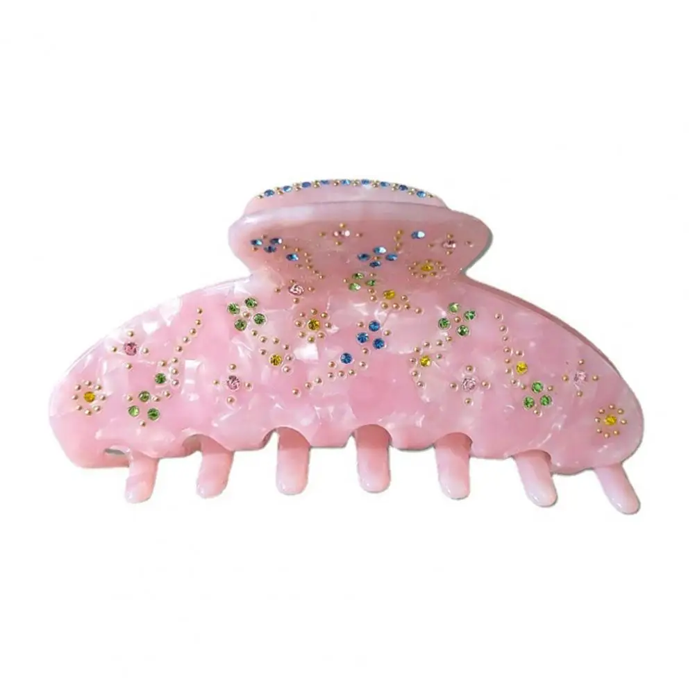 Multifunctional Premium Spring Rhinestone Flower Decor Lady Hair Claw Hair Ornament
