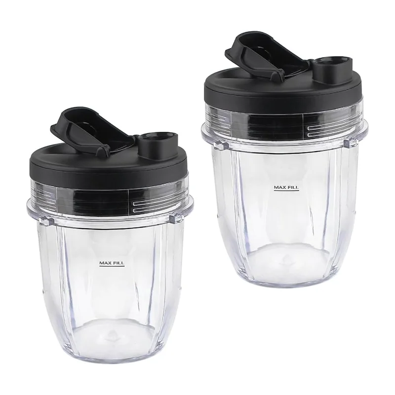 Запасные части T27C, чашка 12 унций с крышкой, совместимая с блендером Ninja BL450 BL480 BL640 BL680 BN400 BN751 BN801, 2 шт.