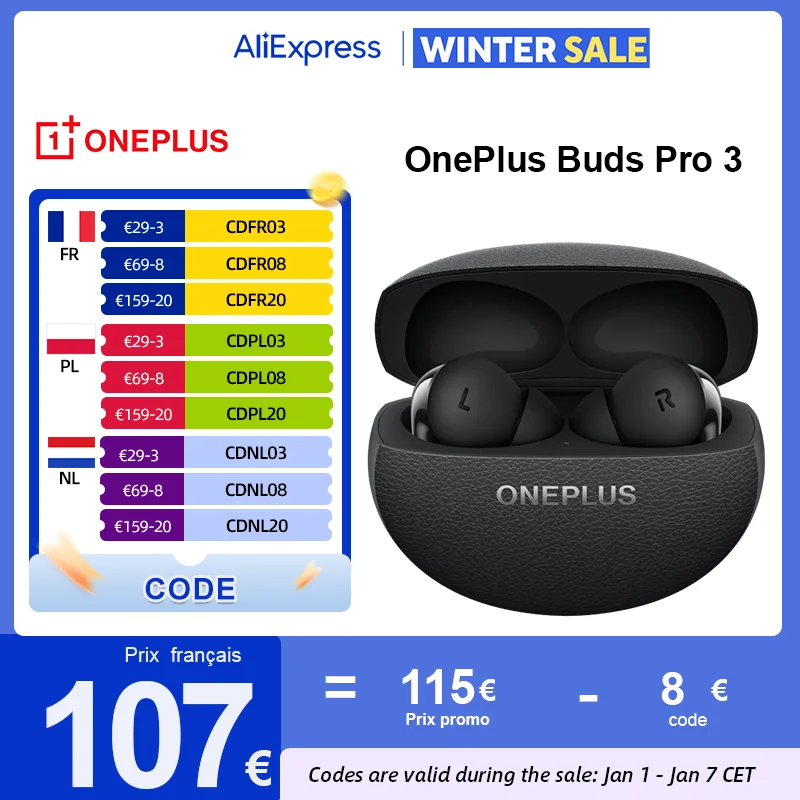 ecouteur bluetooth sans fil OnePlus Buds Pro 3 Version mondiale Jusqu'à 50 dB d'annulation du bruit