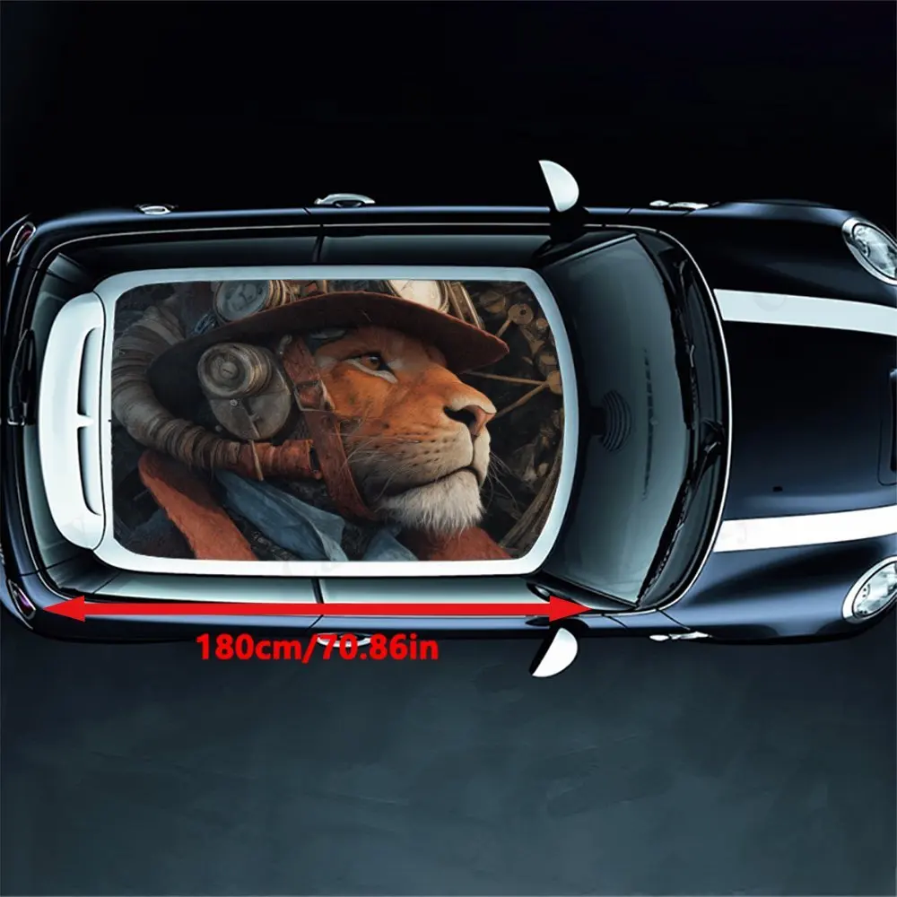 Retro Lion Gentleman Car Roof Sticker PVC Self Waterproof stick , Striking Auto Exterior Accessories Decoration Protect Gift For