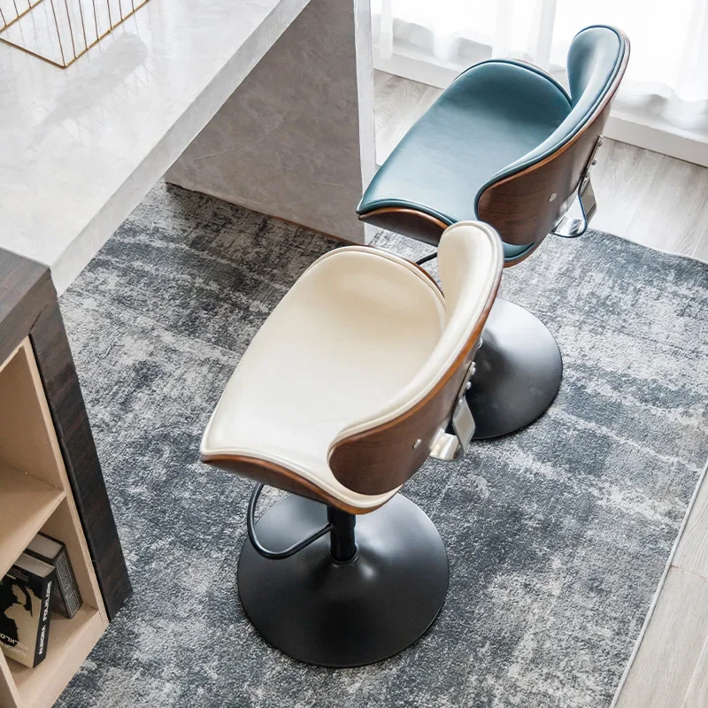 كرسي بار جلدي يرفع بار أوروبي، كرسي مرتفع للمكتب الأمامي للمنزل الفاخر الخفيف #5