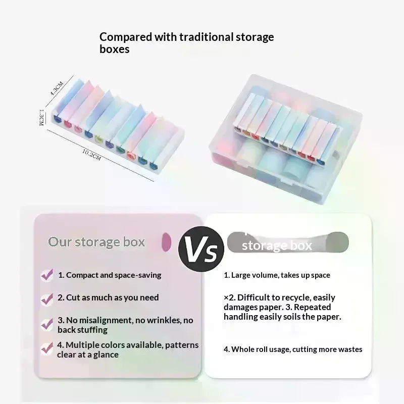 Mini Portable 10 Slot Nail Art Transfer Foil Storage Box Anti Wrinkle Design For Home DIY Nail Art And Professional Beauty Salon