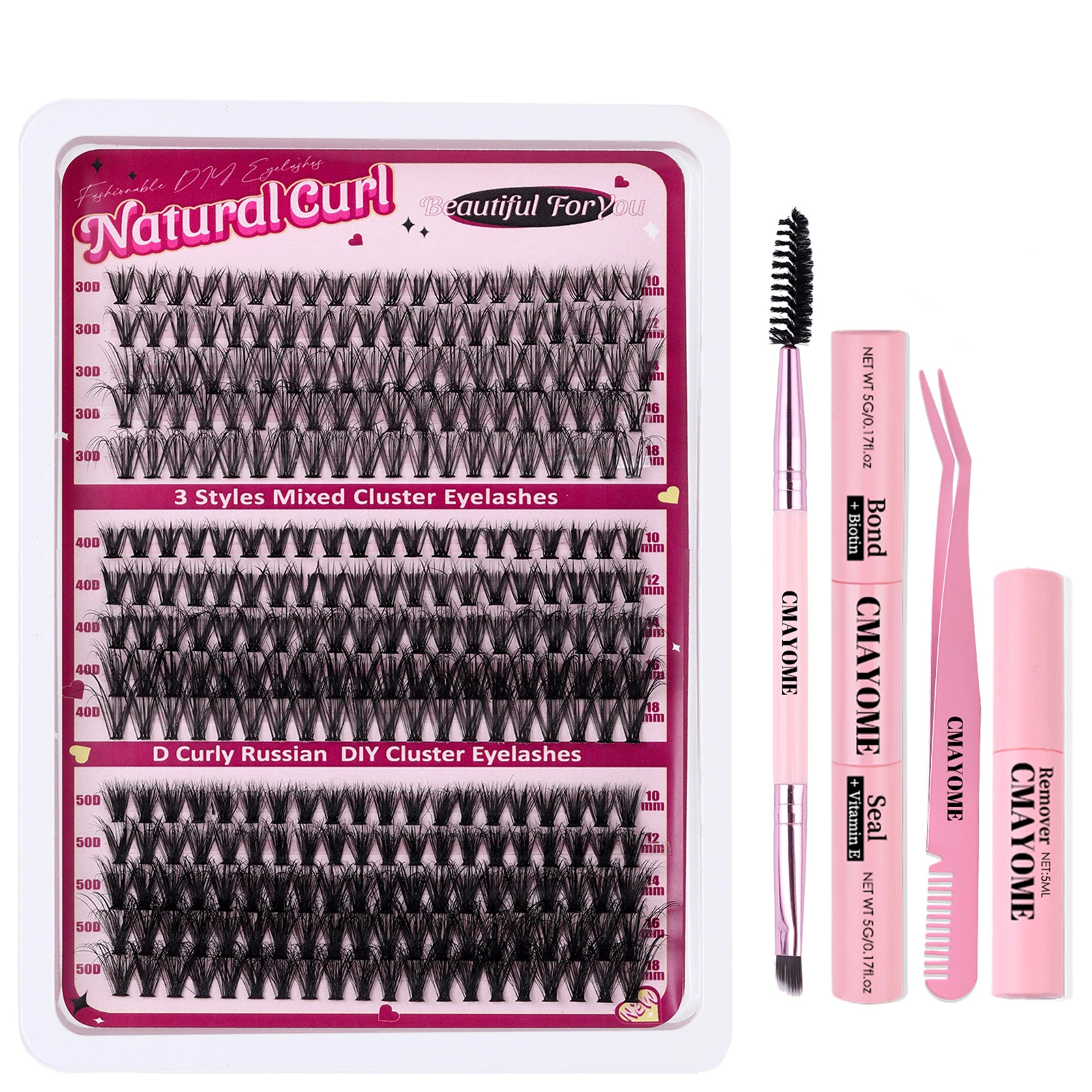 30D 40D 50D mixed cluster lash extensions kit Bond and seal strong glue False Eyelashes Volume natural Fluffy lashes makeup