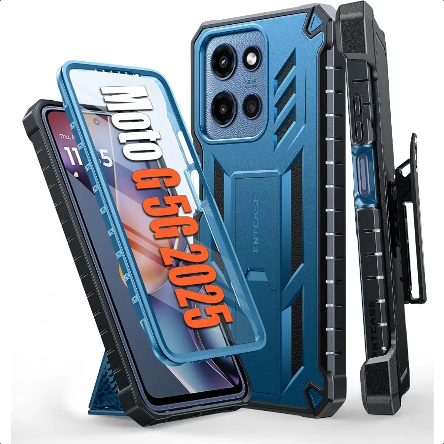 

FNTCASE for Motorola Moto G5G2025 Case: Military Grade Red Cell Phone Cover with Kickstand Holster Shockproof TPU Protection Bu