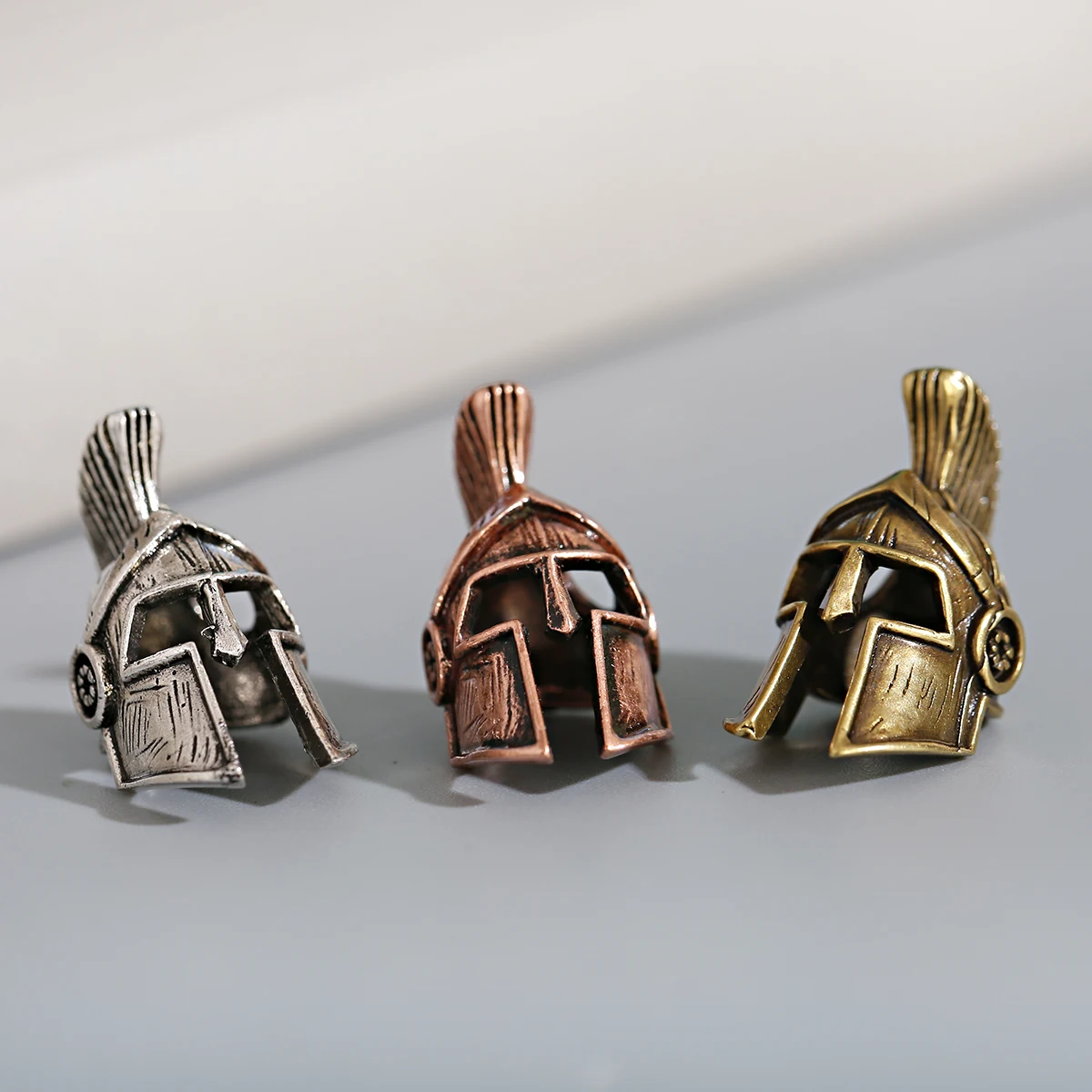 3 Colors Copper Jewelry Accessories and Parts Spartan Warrior Helmet For DIY Necklace Bracelet Keychain Men'S Gift