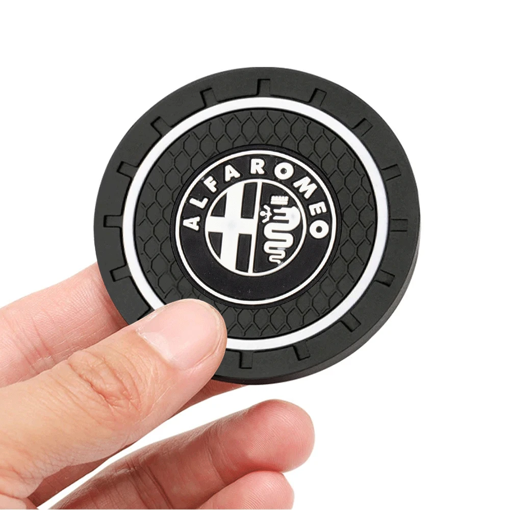 1pc or 2pcs Non-slip Car Water Cup Pad Rubber Mat For Alfa Romeo Giulietta GT 159 147 156 Mito Giulia F1 Stelvio Car Accessories