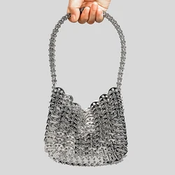 Metallic Sequin Underarm Shoulder Bag High Quality Luxury Designer Handbags For Women 2023 New  Aluminum Sheet Silver Purses