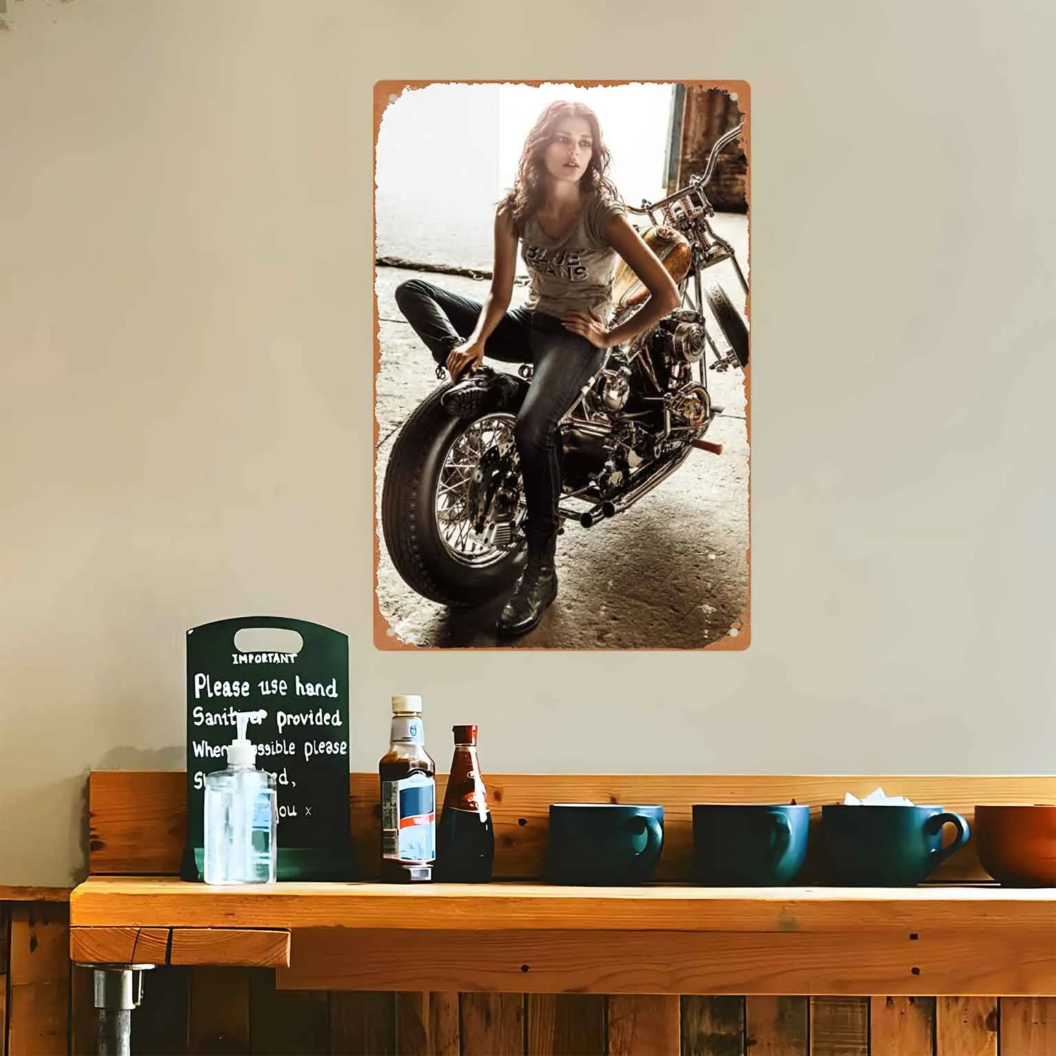 Strong Female Racer in a Glamorous Scene Vintage Metal Wall Sign Decor - view 4