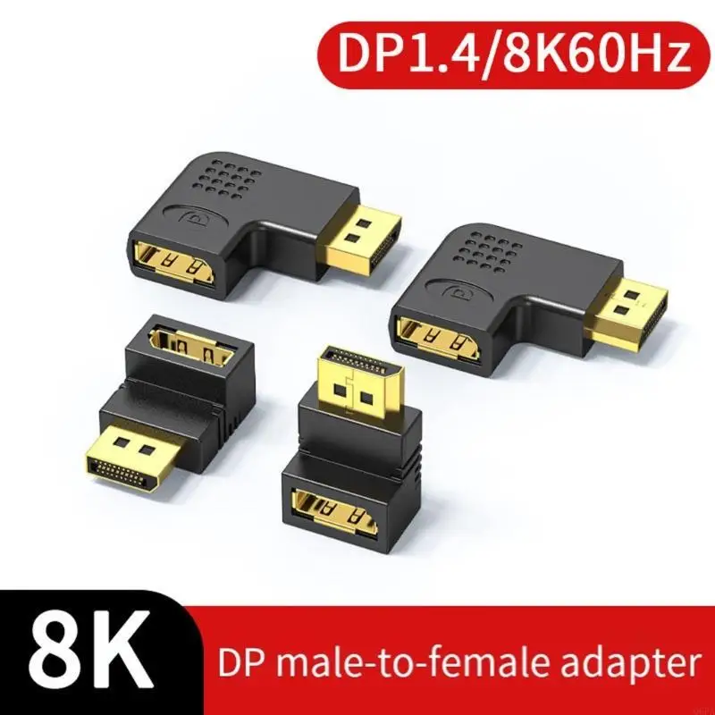 Q6PA Professional 8K Displayport 90 Degree Adapter Converter Connector Male to Female Video for Laptop Monitor Projectors