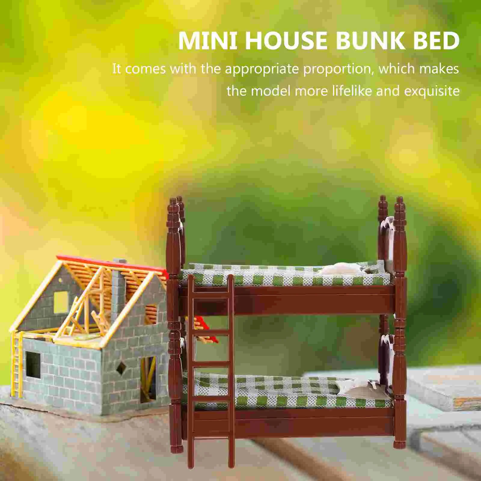 ห้องนอน MINI Bunk ของเล่นเด็ก Miniature เฟอร์นิเจอร์เครื่องประดับตุ๊กตาเตียง