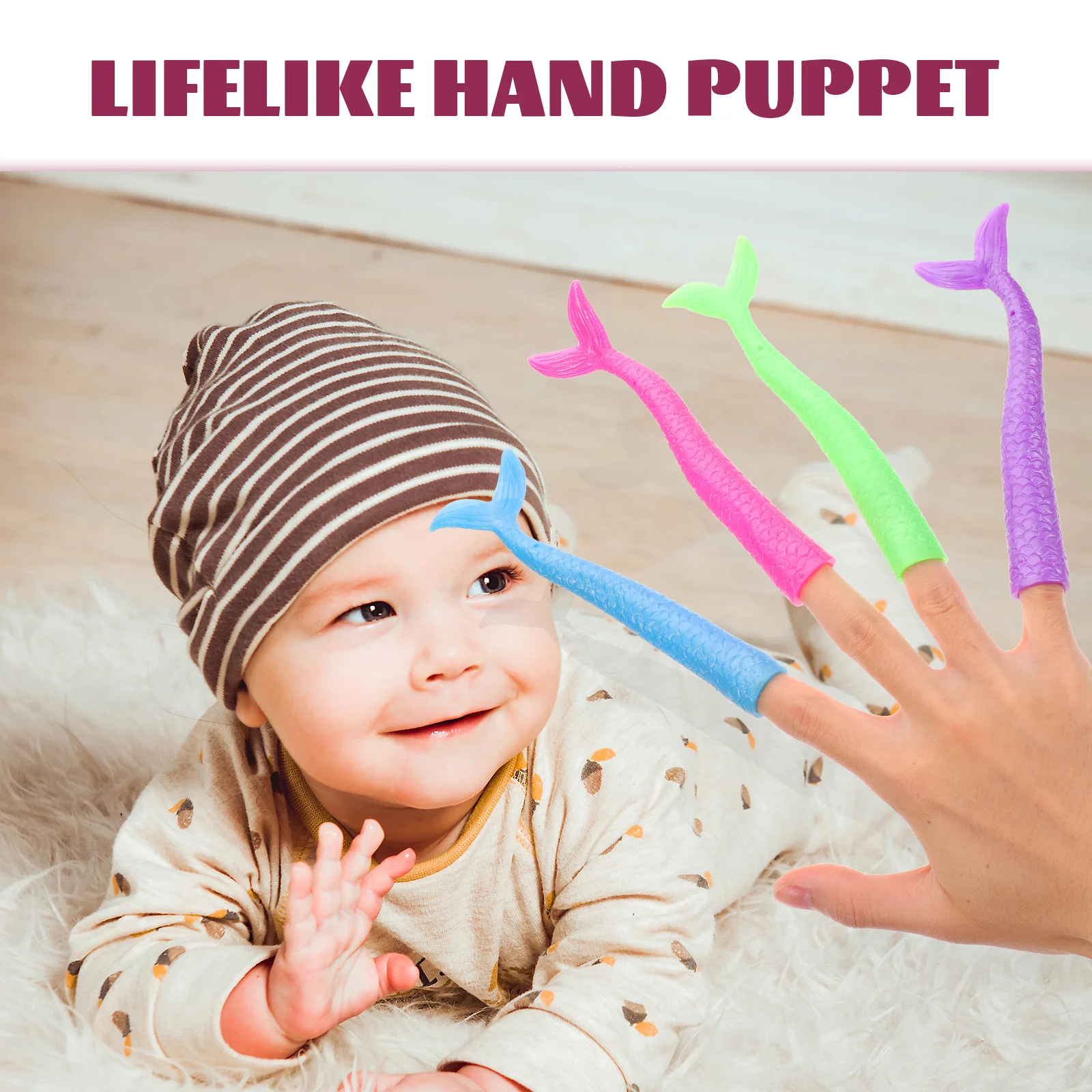 4 Pcs Mermaid Finger Tail Toy Toys Take Bath Children Puppet Fingertip