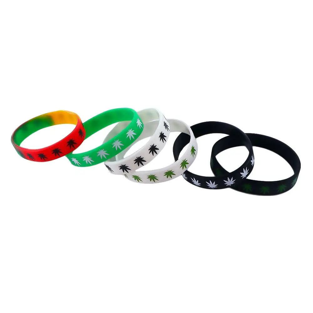 Punk Women Girl Silicone Waterproof Sports Wristband Maple Leaves Maple Leaf Bracelet Wristband Silicone Bracelet Bangle