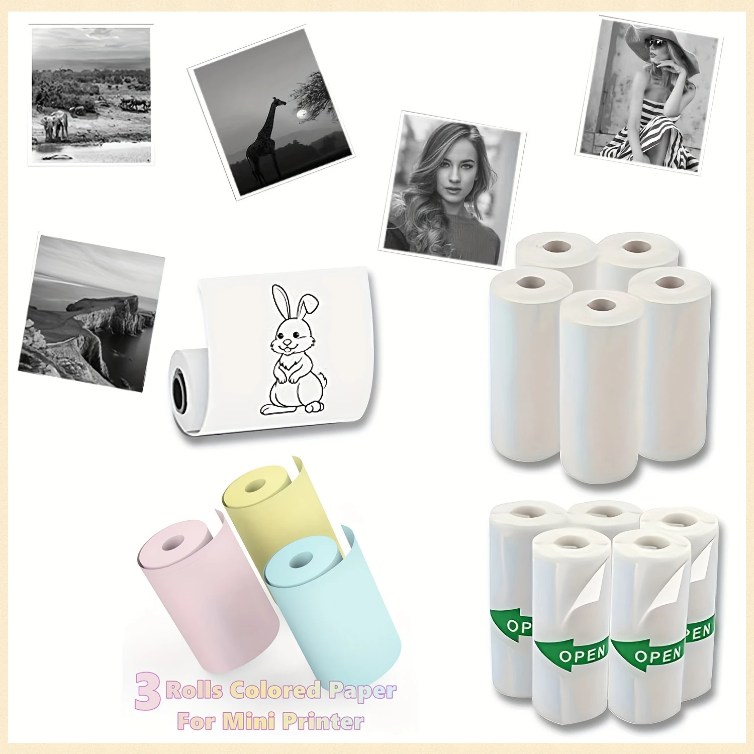 

57mm Width Color White Self-Adhesive Transparent Sticker Rolls - Perfect for Portable HD Photo Printer