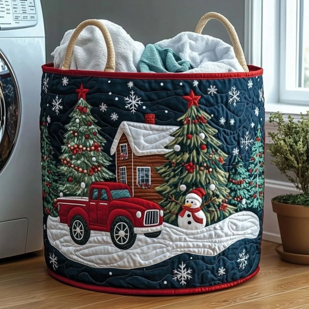 Holiday Rectangular Laundry Basket Storage Snowmen Design Laundry Bin Fabric Storage Basket Holiday