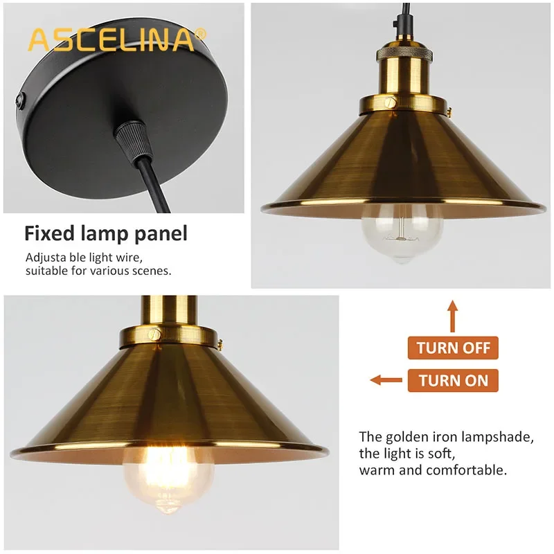 Retro LED Industrial Ceiling Chandeliers Iron Indoor Decor E27 Pendant Light Kitchen Bedroom Restaurant Black Hanging Light