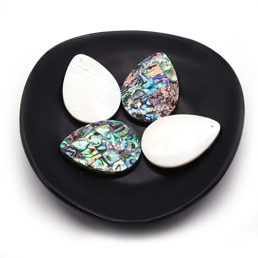 

30x40mm Natural Abalone Shell Pendant Water Drop Spliced Single Sided Charms for DIY Necklace Gifts Jewelry Making Accessories