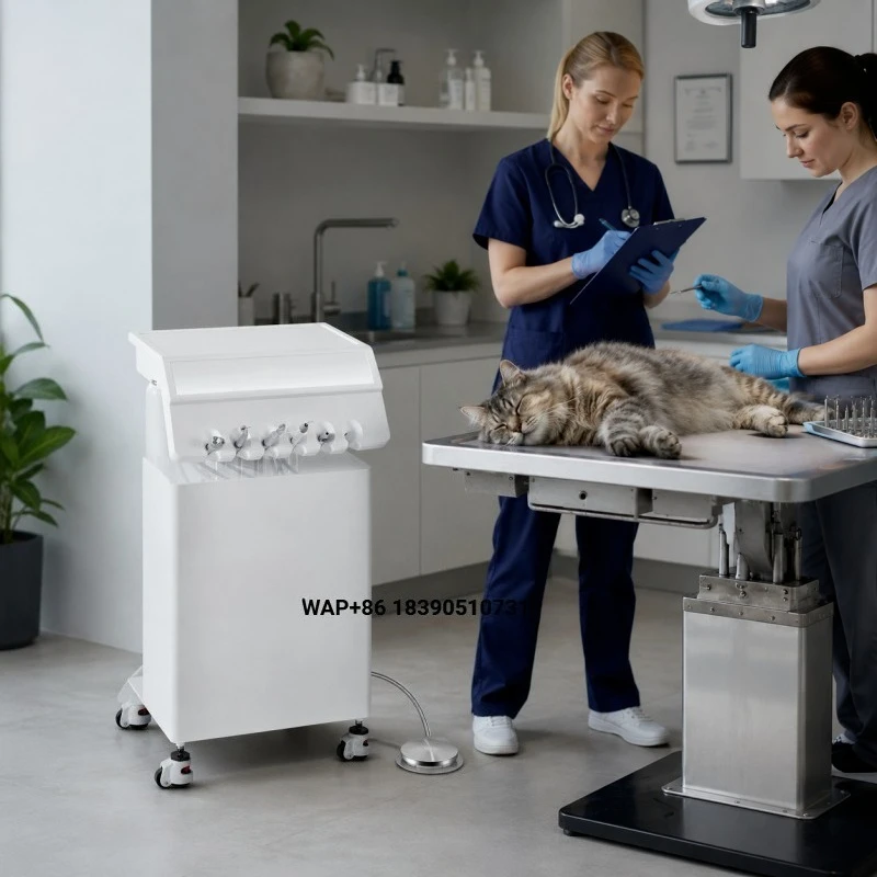 Veterinary  care compact mobile cart design, veterinary suction air compressor, portable electric  treatment instrum