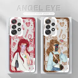 Phone Case for Samsung Galaxy A54 A33 A34 A23 A15 A13 A25 A73 5G A14 4G A24 Disney Princess Fashion Cover Transparent Soft Bag