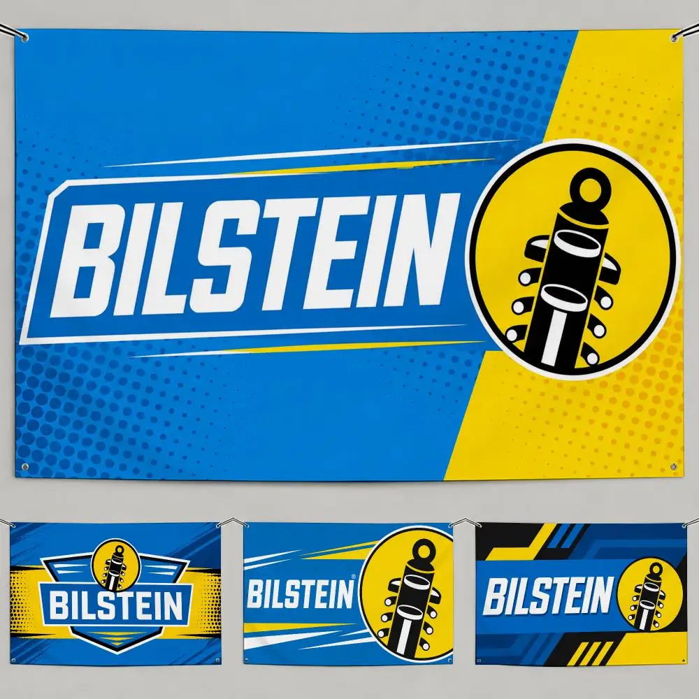 Car Brand Bilstein Flags Flags Minimalist Fabric   Outdoor Garden Banner Hanging Sign for Shop Home Decor