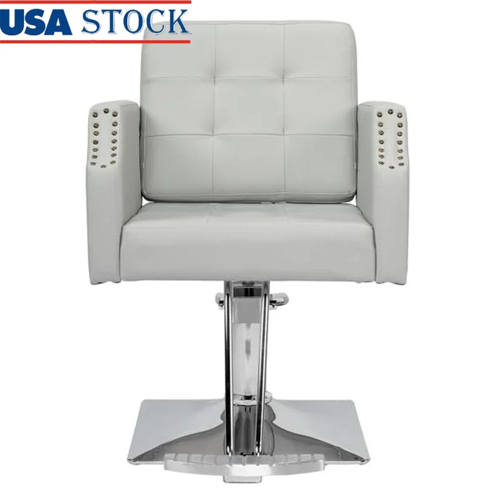 Heavy Duty Barber Salon Chair Hydraulic Pump Stylist Chair PVC Leather Comfortable Spa Chair Scratch Resistant Armrests Beauty