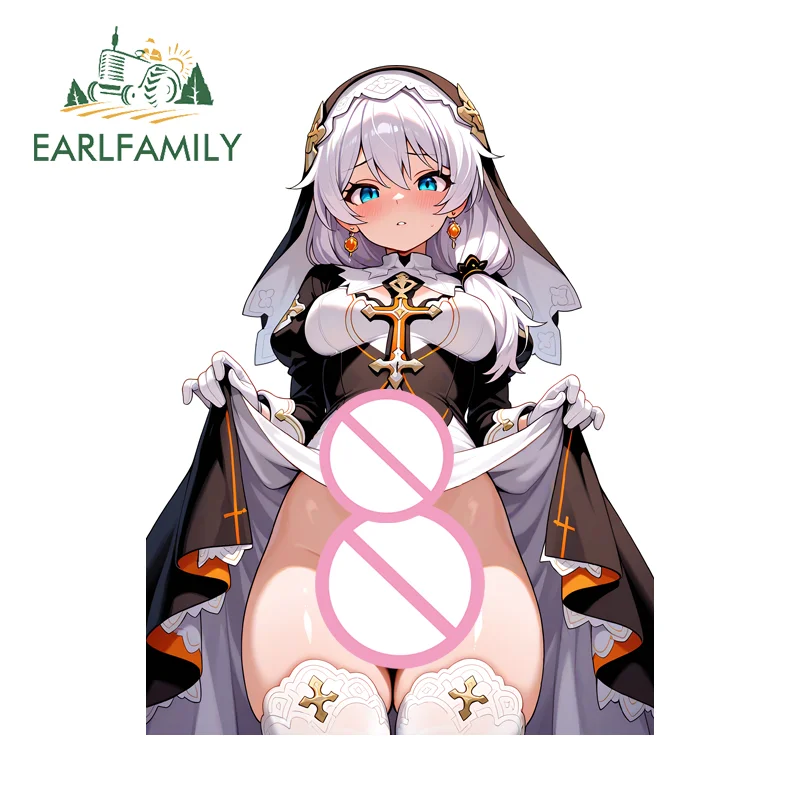 EARLFAMILY Futanari Nun ملصق سيارة تظهر الخصوصية أنيمي مقاوم للماء بسيط قافلة ويندوز ملصق مائي مسلية مكيف الهواء ديكور #1
