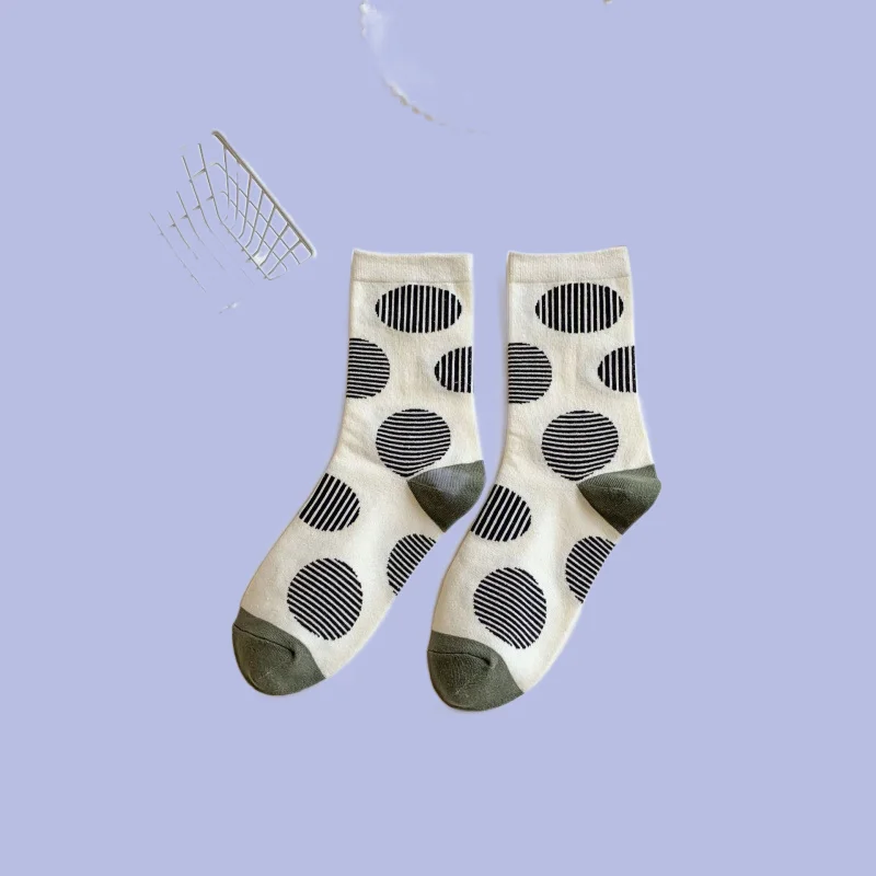 3/6 Pairs Women's Spring Autumn Women's Mid-Tube Socks All-match Long Socks High-Value Women's Socks Breathable Polka Dot Socks