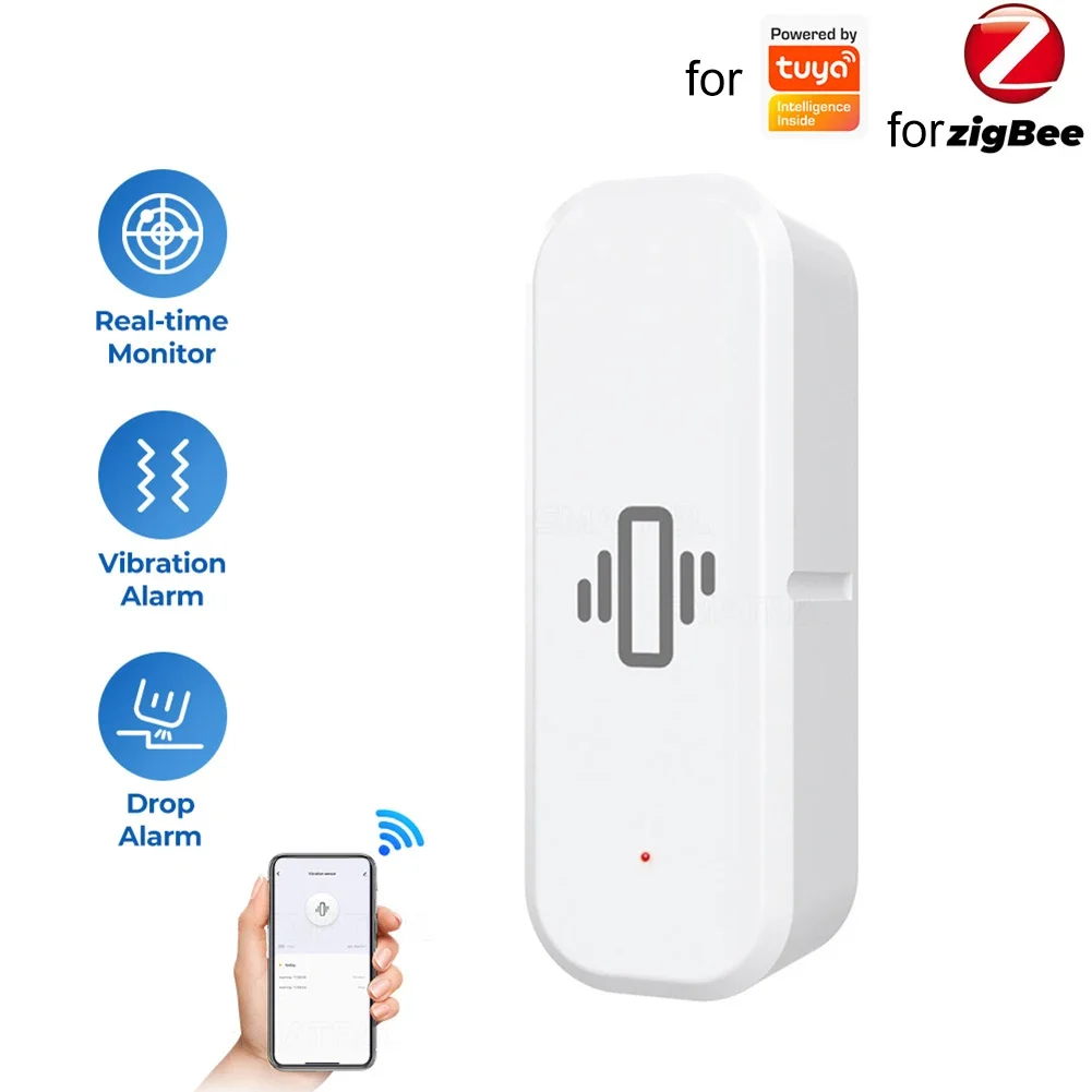 

For Zigbee For Tuya Motion Detector Vibration Sensor Exquisite Lightweight Multifunctional APP Control Compact