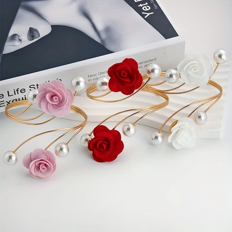 2-piece set of rose patterned curtain ties with adjustable metal curtain buckles, suitable for various curtain decorations