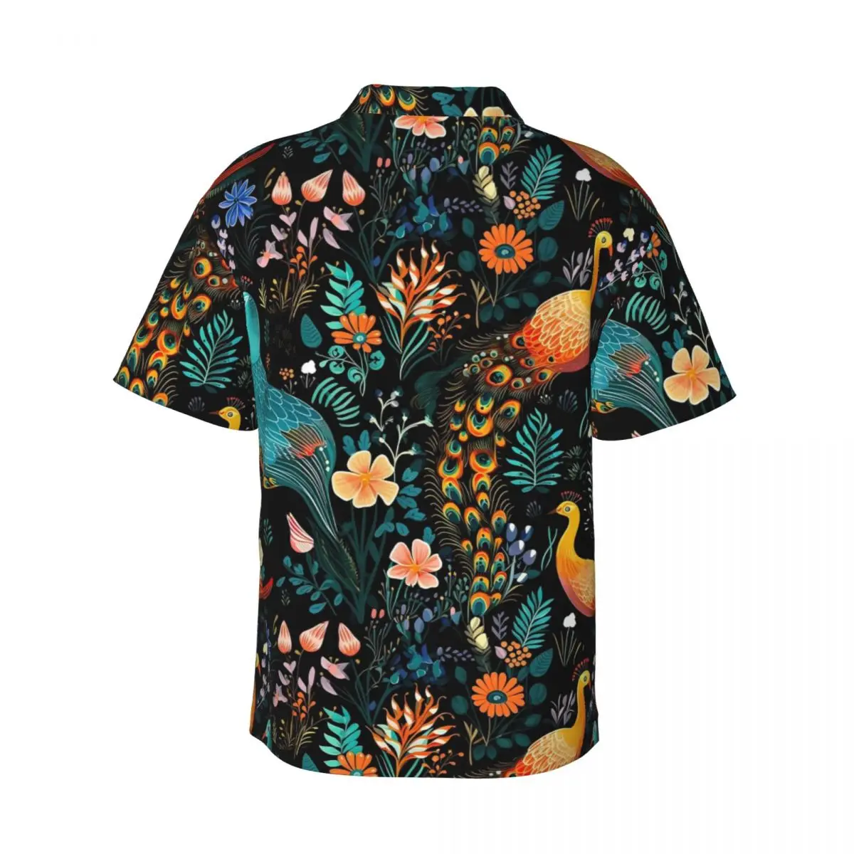 Summer Shirt Beach Boho Peacock Blouses Flower Print Classic Casual Shirts Man Short Sleeve Y2K Street Clothing