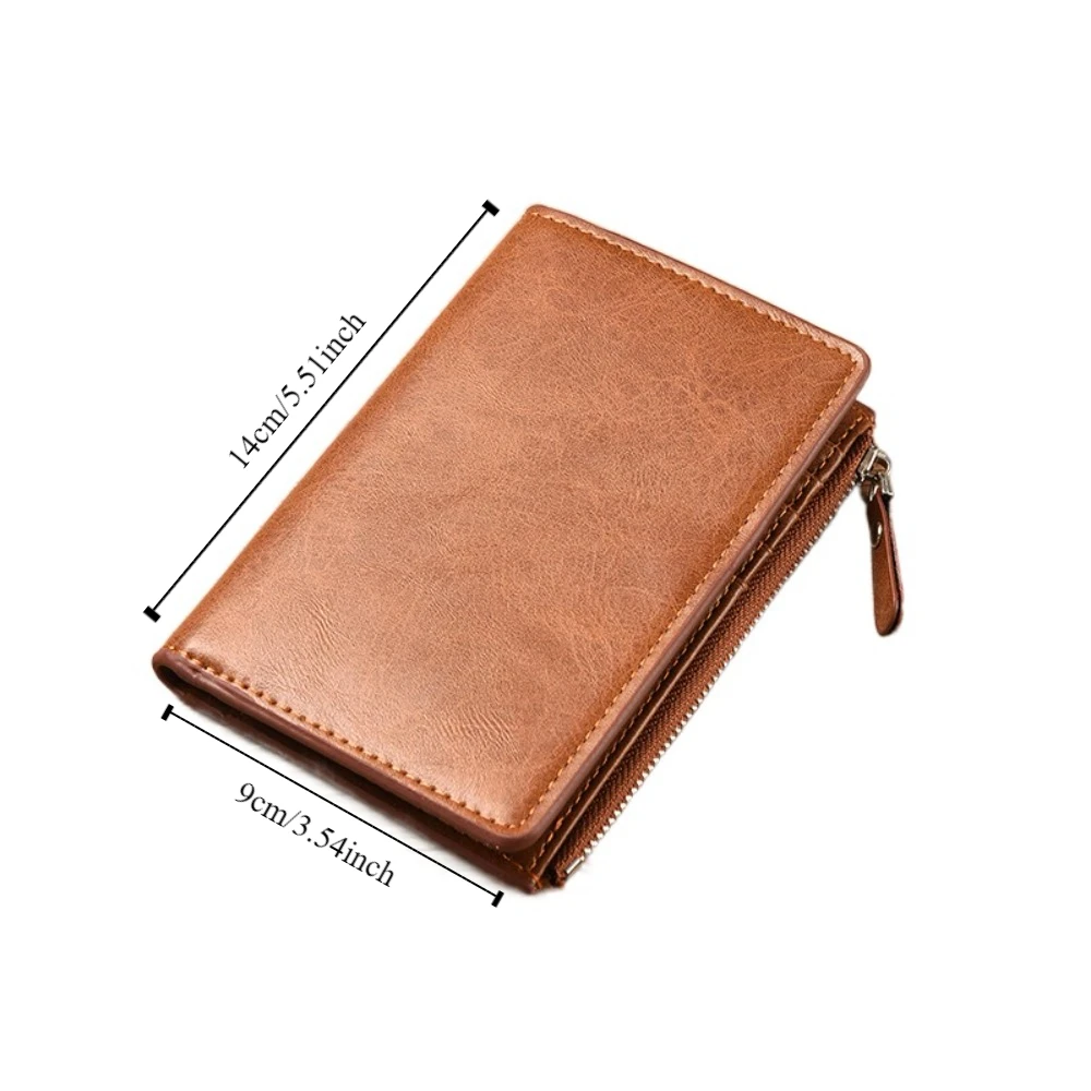 Vintage Multi-position Men's Short Wallet Thin Multi-function PU Card Bag Korean Style Coin Pocket Leather Coin Pocket Travel