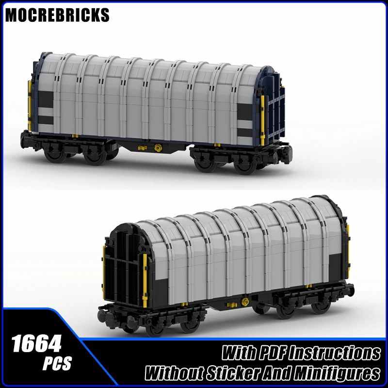 

Railway Freight Trains Sliding Tarpaulin Wagon MOC Building Blocks Cargo Transport Carriages Model Kid's Toys Sets Bricks Gifts