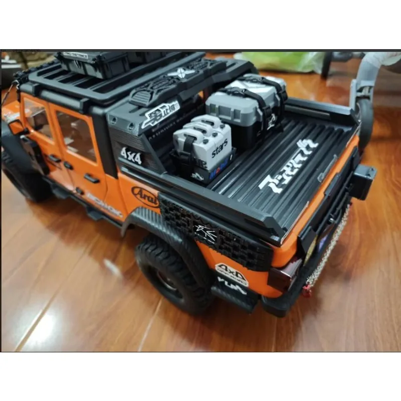 3D Printed Rear Bed Trim Panel with Magnetic Roll-up Tailgate Cover for 1:7 RLAARLO JK07 RC Crawler,No-Mod Upgrade Parts