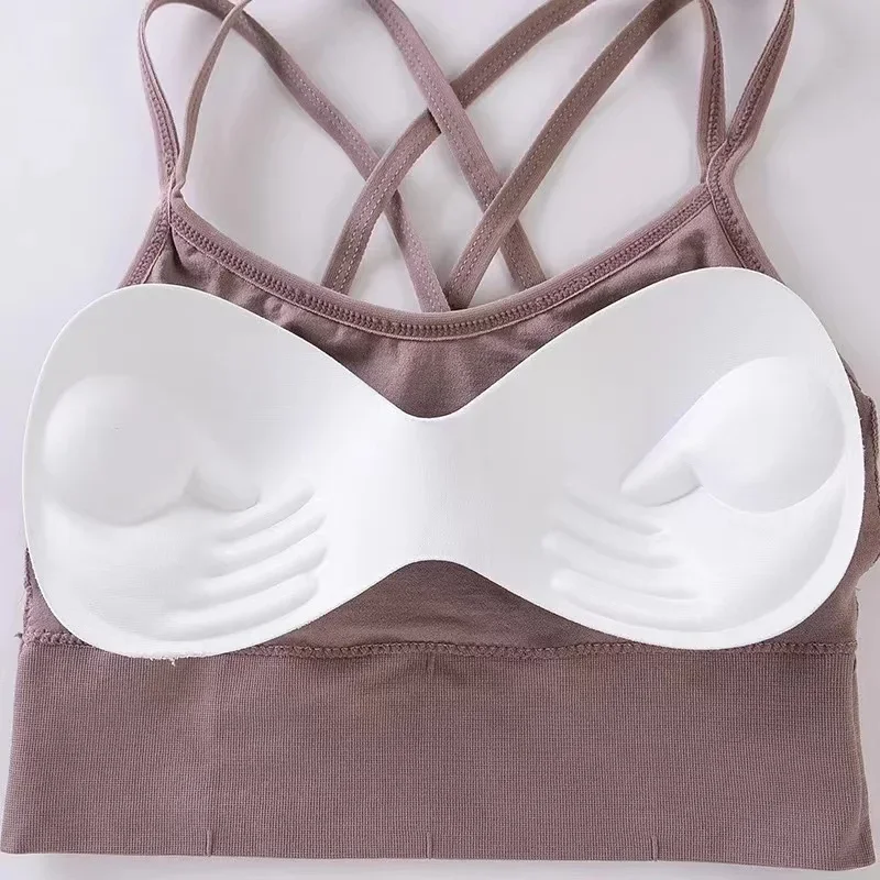 Sexy Women Tops Back Cross Strap Tank Top Push Up Running Sports Bra Breathable Soft Fitness Beauty Solid Color Yoga Bra image 6