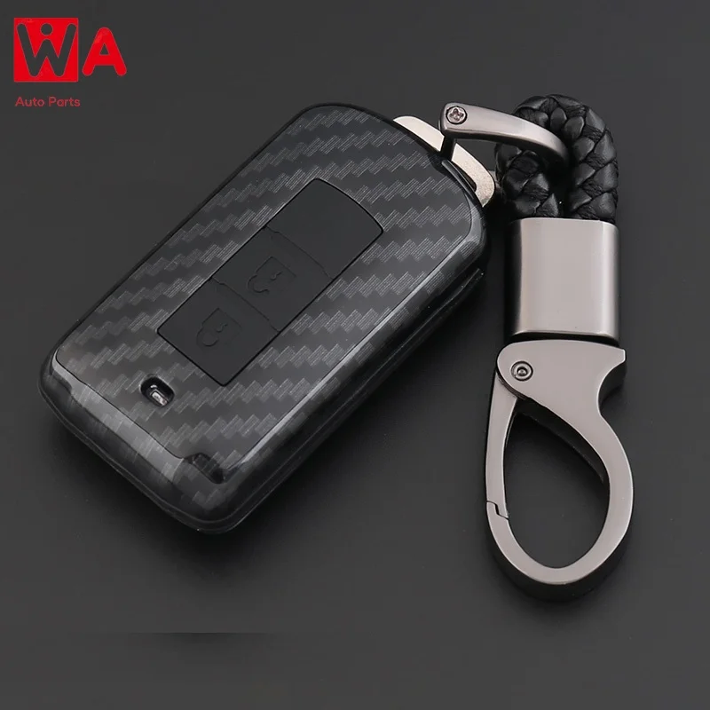 

Carbon Fiber Silicone Car Key Case For Mitsubishi Outlander Lancer 10 Pajero Sport EX ASX Colt Grandis L200 Smart 2/3 Button