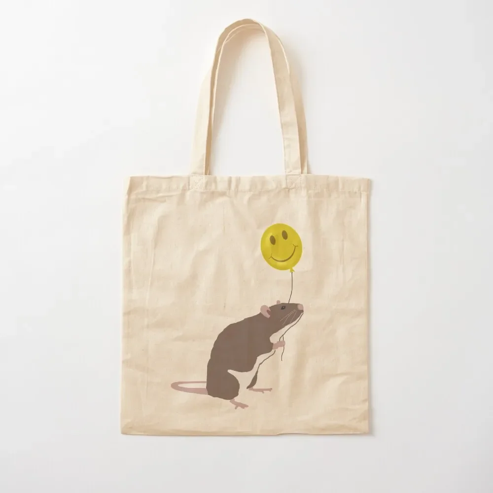 

Rat with a Happy Face Balloon Tote Bag Women bags canvas shopping bag Bag