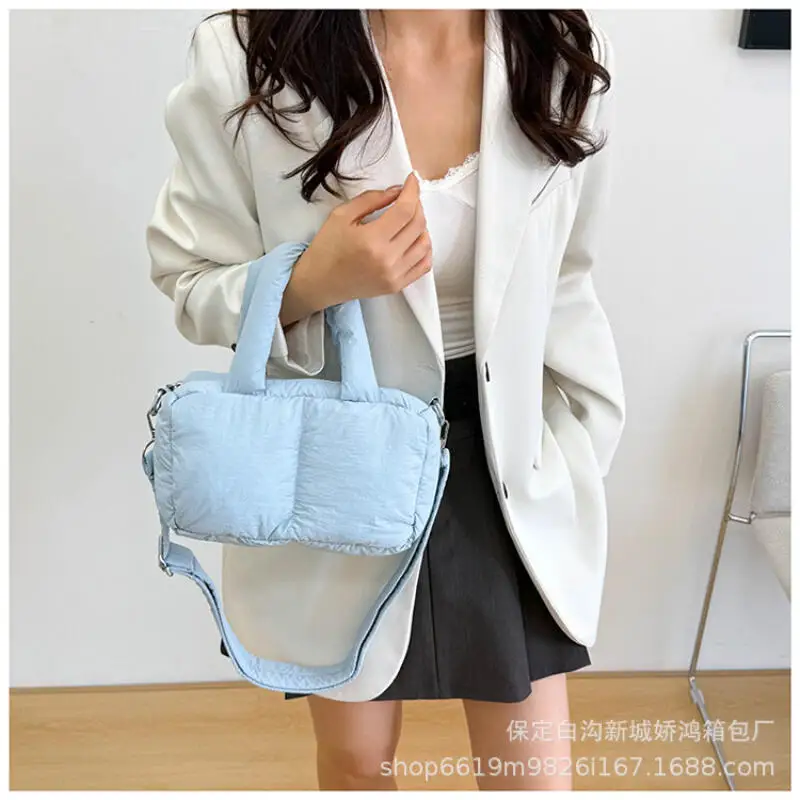 

New Portable Handbag Down Dopamine Leisure Nylon One Shoulder Crossbody Tote Bag Large Capacity Fashion Storage Bag