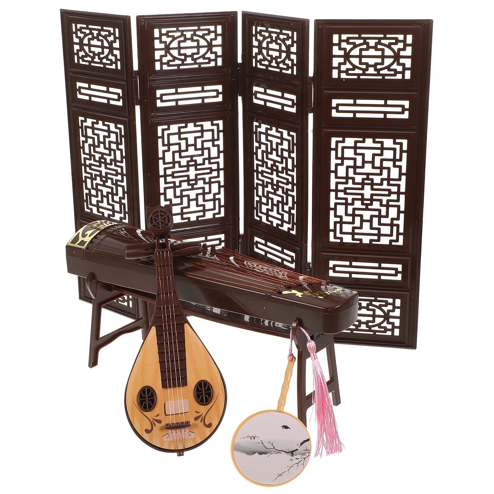 

4 Pcs Simulated Ancient Furniture Ornaments Mini Model Decoration Musical Miniature Instrument Props Chinese House