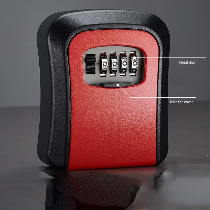 No‑Drill Key Lock Box, Security Combination Key Safe for Construction Site Glass Door Home Outdoor Key Storage