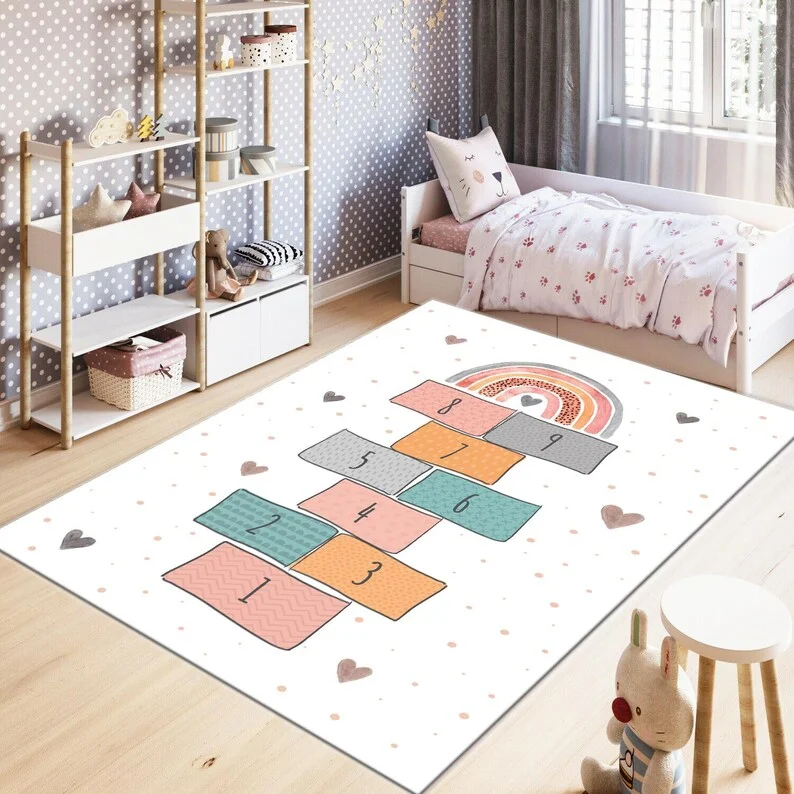 Alfombra de juego infantil tipo goma de guantera con números para aprendizaje, alfombra para sala de estar, alfombra para sofá, alfombra para puerta, alfombra para dormitorio, alfombra para exteriores, decoración para el hogar