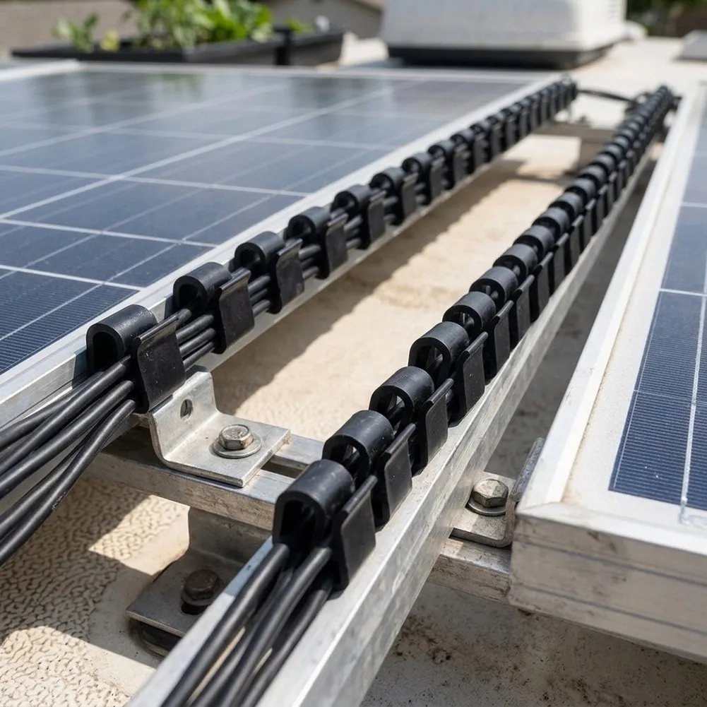 50pcs Solar Mounting Accessories Cable Clips for Photovoltaic Panel Arrays Using Standard Aluminum Frame Designs