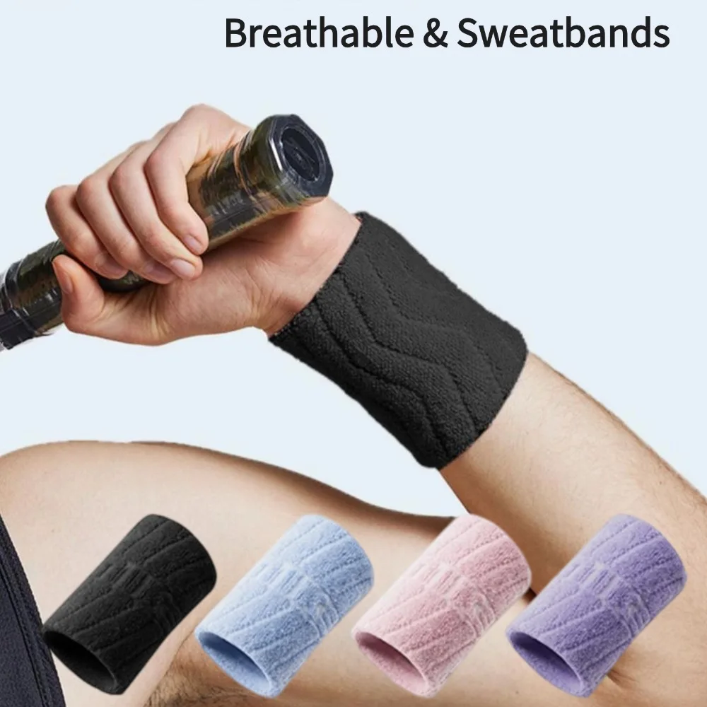 1/2Pcs Set Sports Safety Wristbands Breathable Tennis Sweatbands Sweat Absorbent Wristbands for Football Basketball Gym